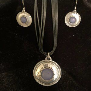 Blue & Silver Medallion Necklace and earrings